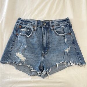 Abercrombie & Fitch Blue Jean Shorts Distressed High-Waisted